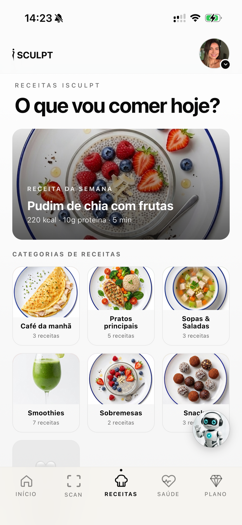 Receitas ISculpt organizadas por categoria